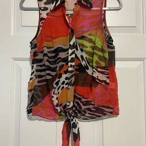 Trina Turk sheer tie waist top